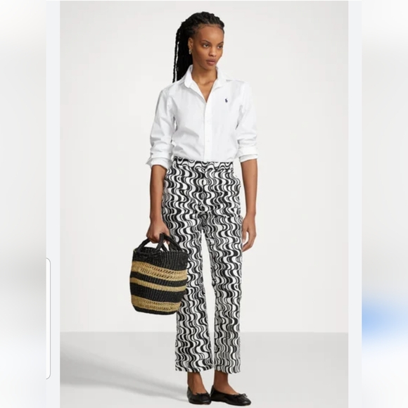 POLO RALPH LAUREN NEW GRAPHIC MOTIF SATEEN KICK FLARE PANT SEXY GROOVY ROCKSTAR - Picture 5 of 9